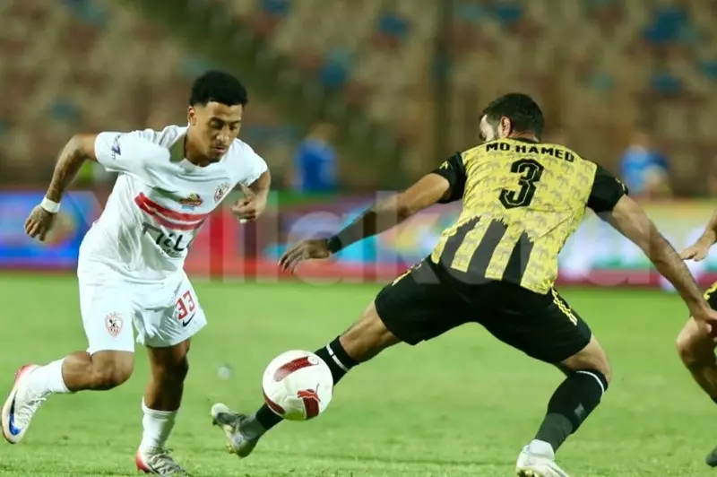 خوان ألفينا خلال مباراة الزمالك والمقاولون العرب 